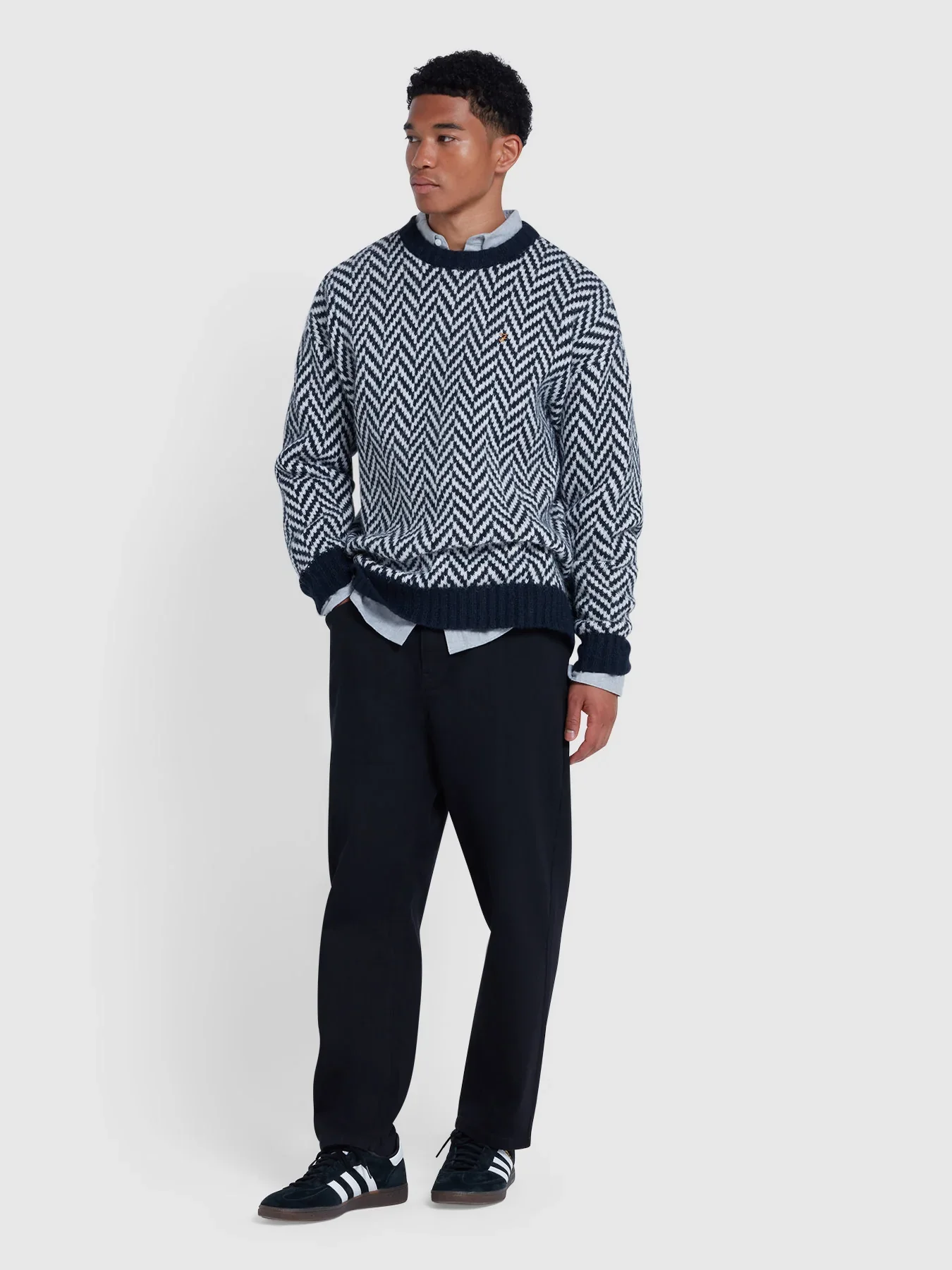 Farah Maglia in lana da uomo Athens Herringbone Blu - Image 3