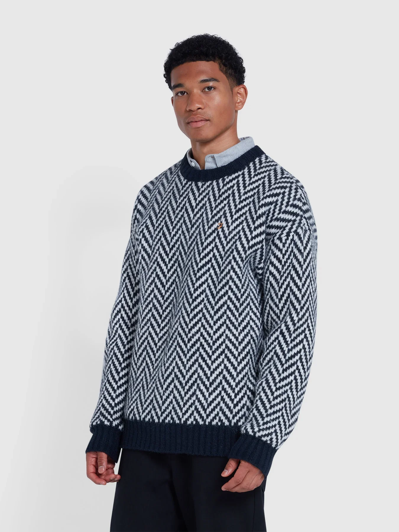 Farah Maglia in lana da uomo Athens Herringbone Blu - Image 4