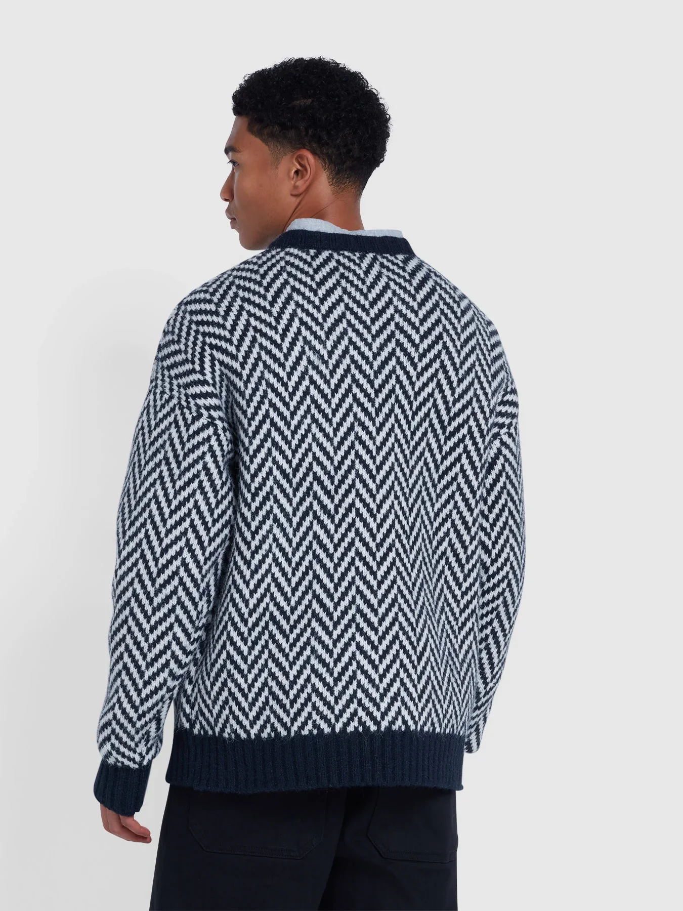 Farah Maglia in lana da uomo Athens Herringbone Blu - Image 5