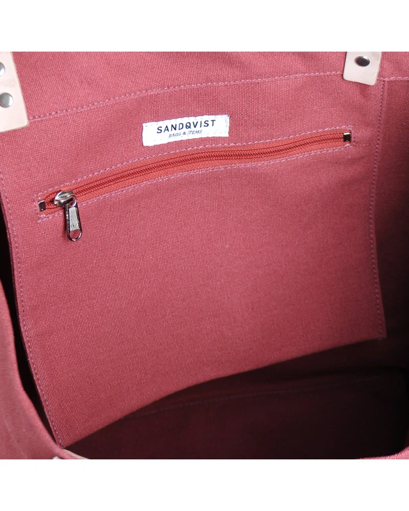 Sandqvist Borsa in tela unisex Gudrun rosso chiaro - Image 4