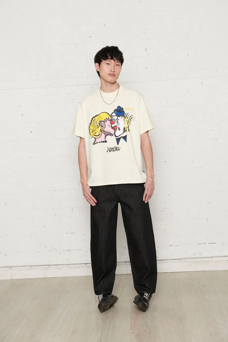 Pas De Mer T-Shirt da uomo manica corta Hard Times panna - Image 2