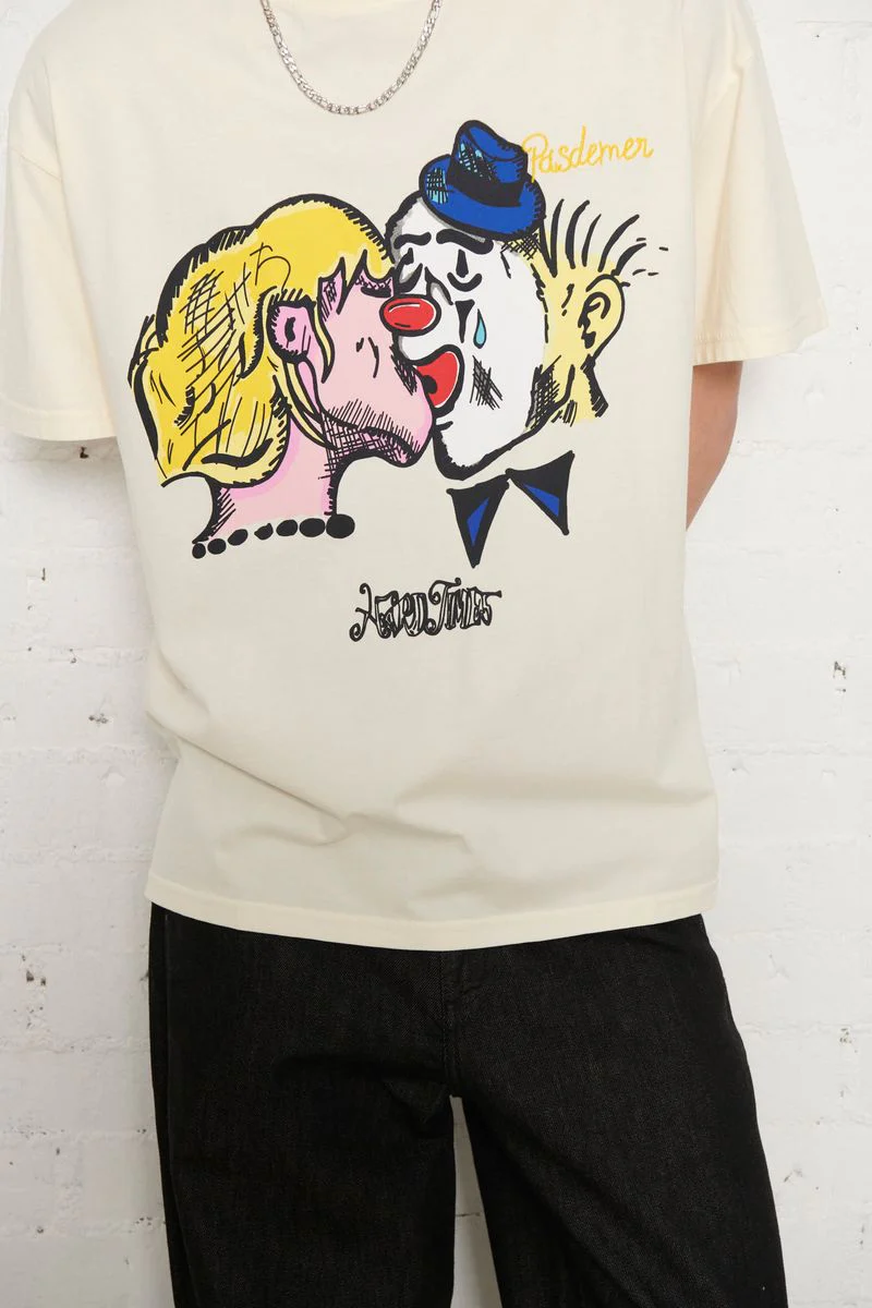 Pas De Mer T-Shirt da uomo manica corta Hard Times panna - Image 4