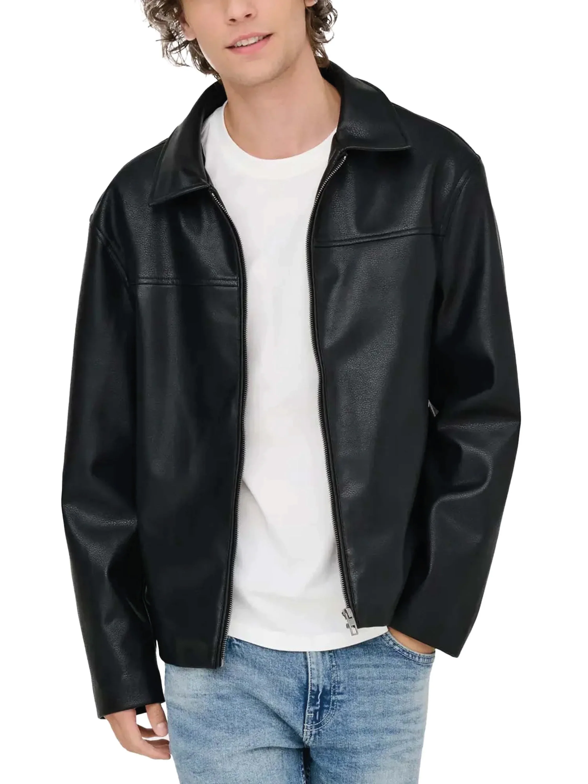 Only & Sons Giacca da uomo in ecopelle Jack nera - Image 4