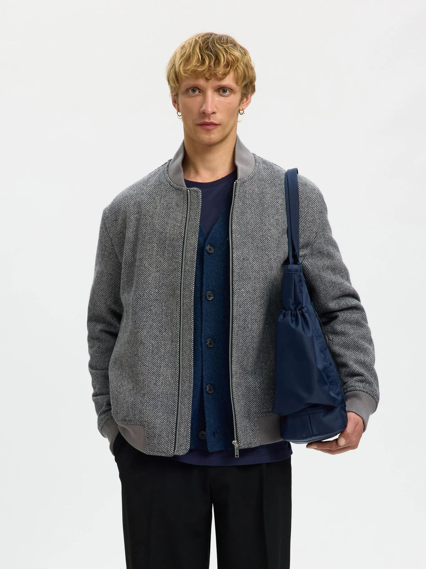 Selected Giacca in lana da uomo Jean grigia - Image 3