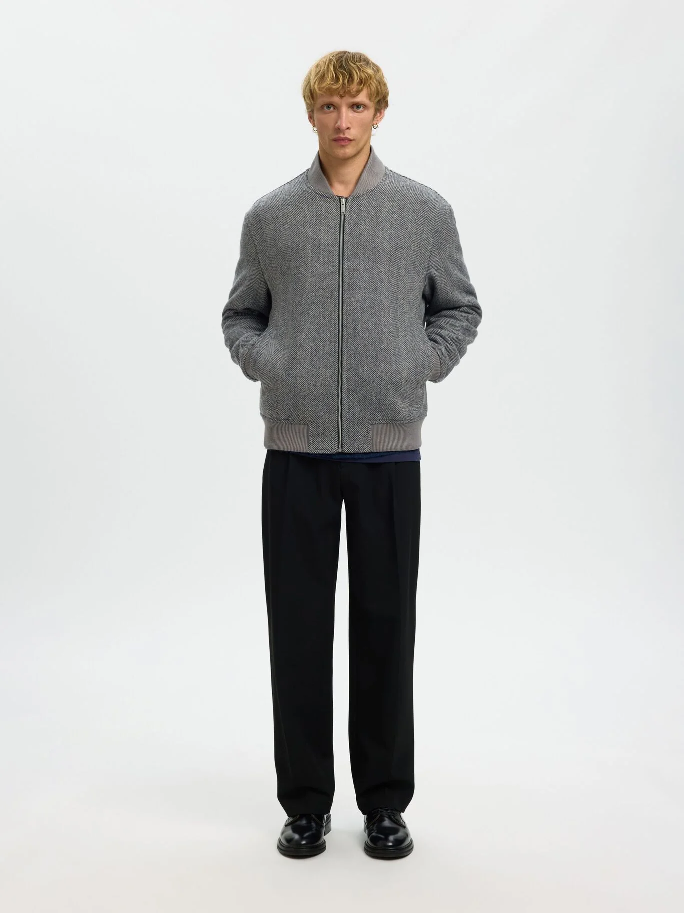 Selected Giacca in lana da uomo Jean grigia - Image 5