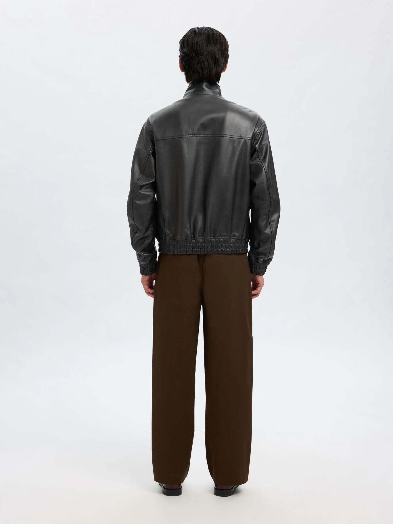 Selected Giacca Bomber in vera pelle da uomo Josef nera - Image 4