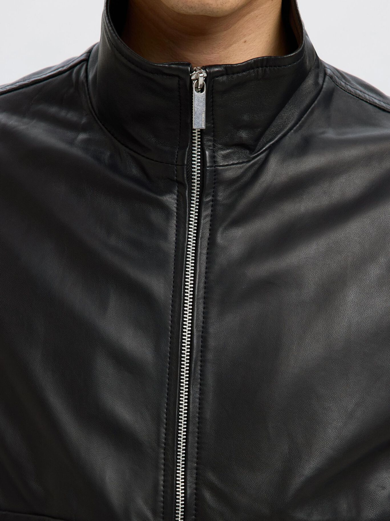 Selected Giacca Bomber in vera pelle da uomo Josef nera - Image 5