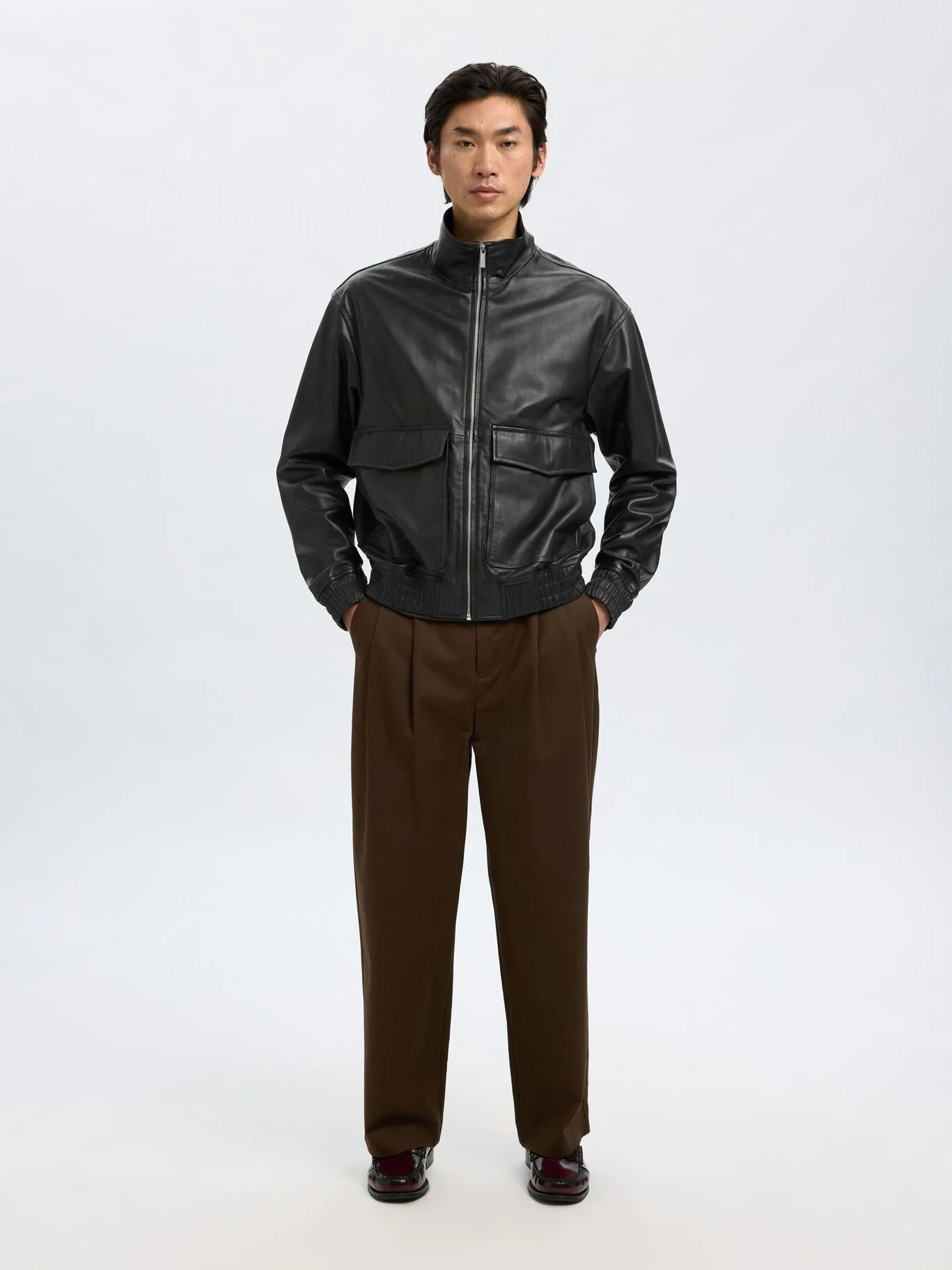 Selected Giacca Bomber in vera pelle da uomo Josef nera - Image 6