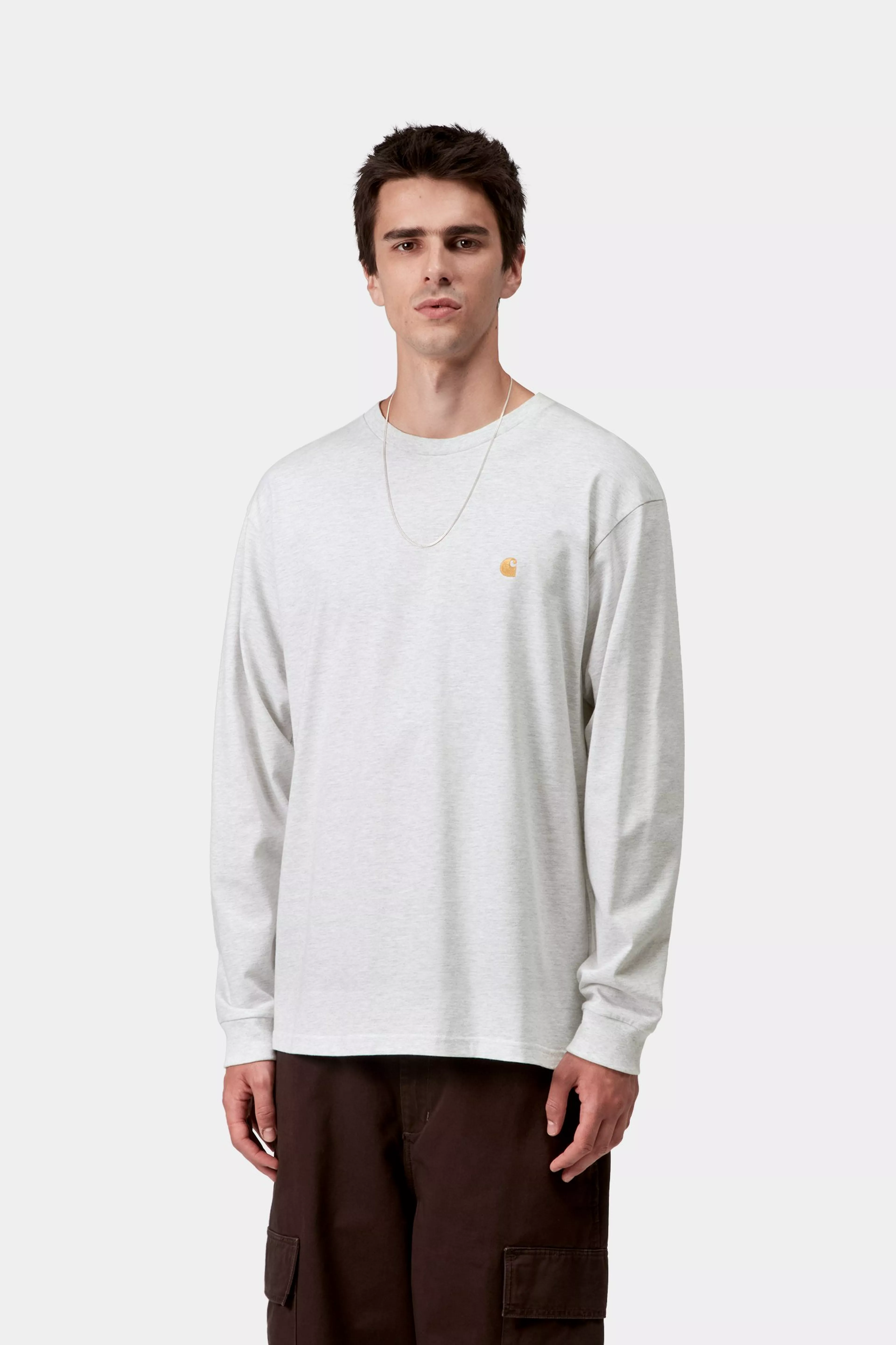 Carhartt Wip T-Shirt da uomo manica lunga Chase grigio chiara - Image 2