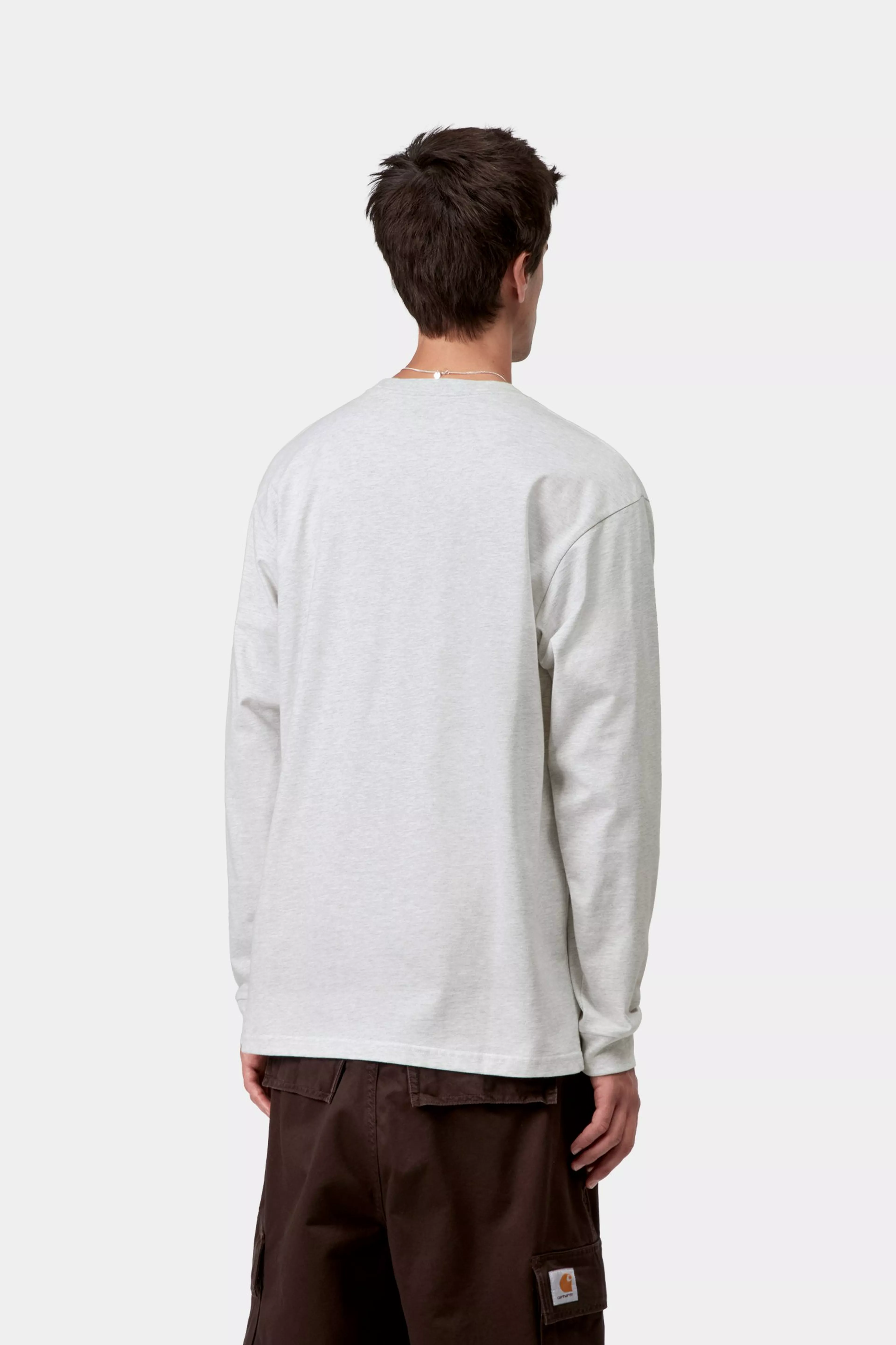 Carhartt Wip T-Shirt da uomo manica lunga Chase grigio chiara - Image 3