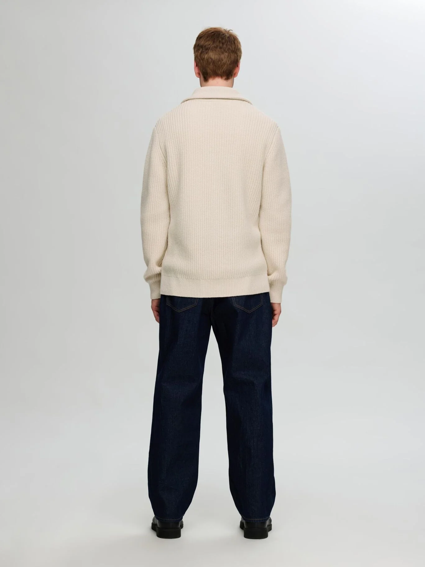 Selected Maglione mezza zip da uomo Land panna - Image 3