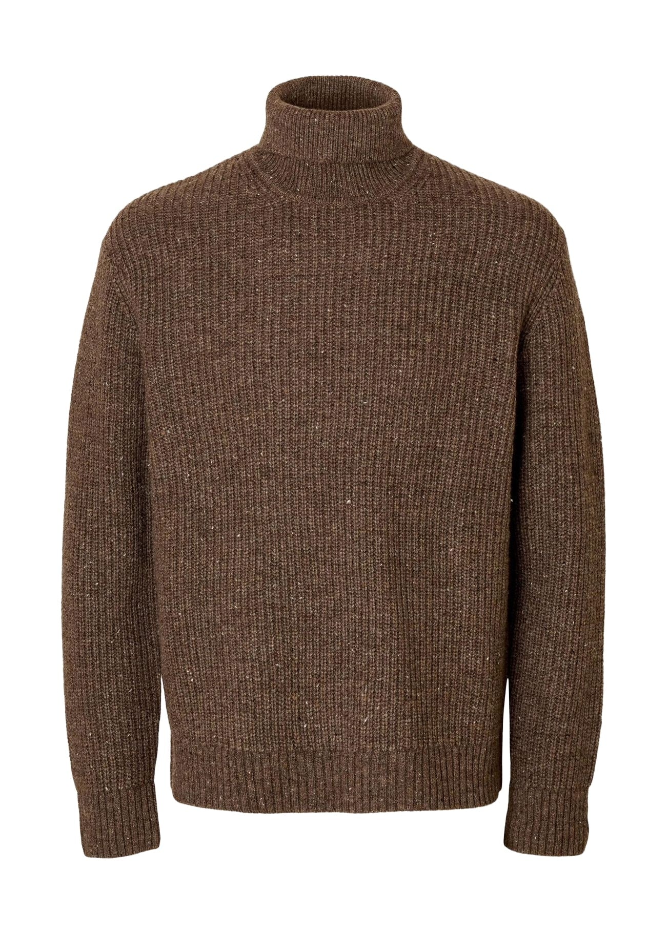 Selected Maglia collo alto da uomo Land marrone