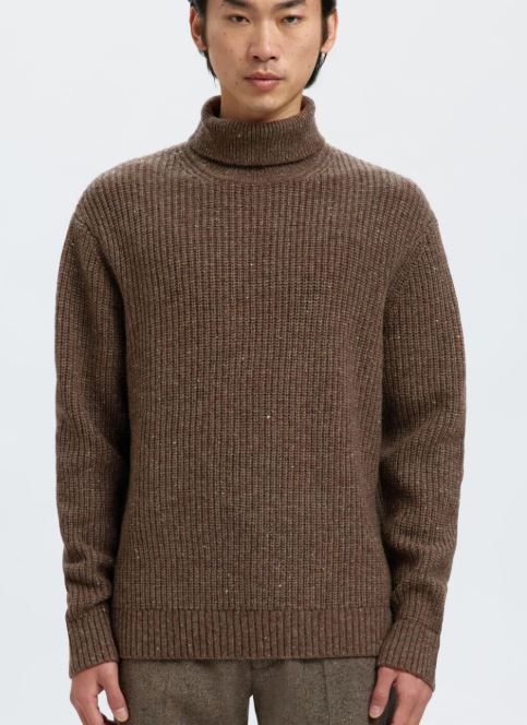 Selected Maglia collo alto da uomo Land marrone - Image 2