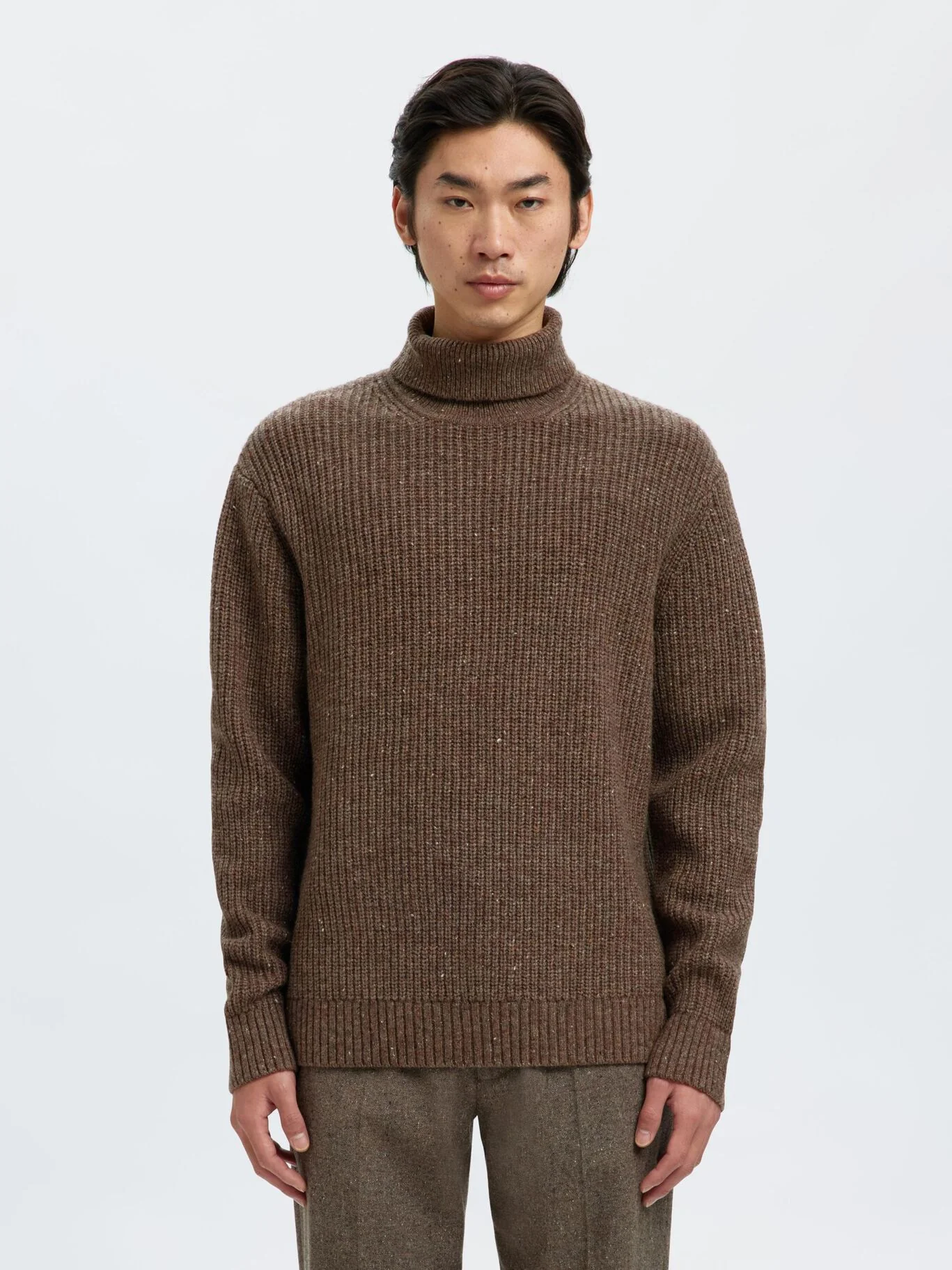 Selected Maglia collo alto da uomo Land marrone - Image 5