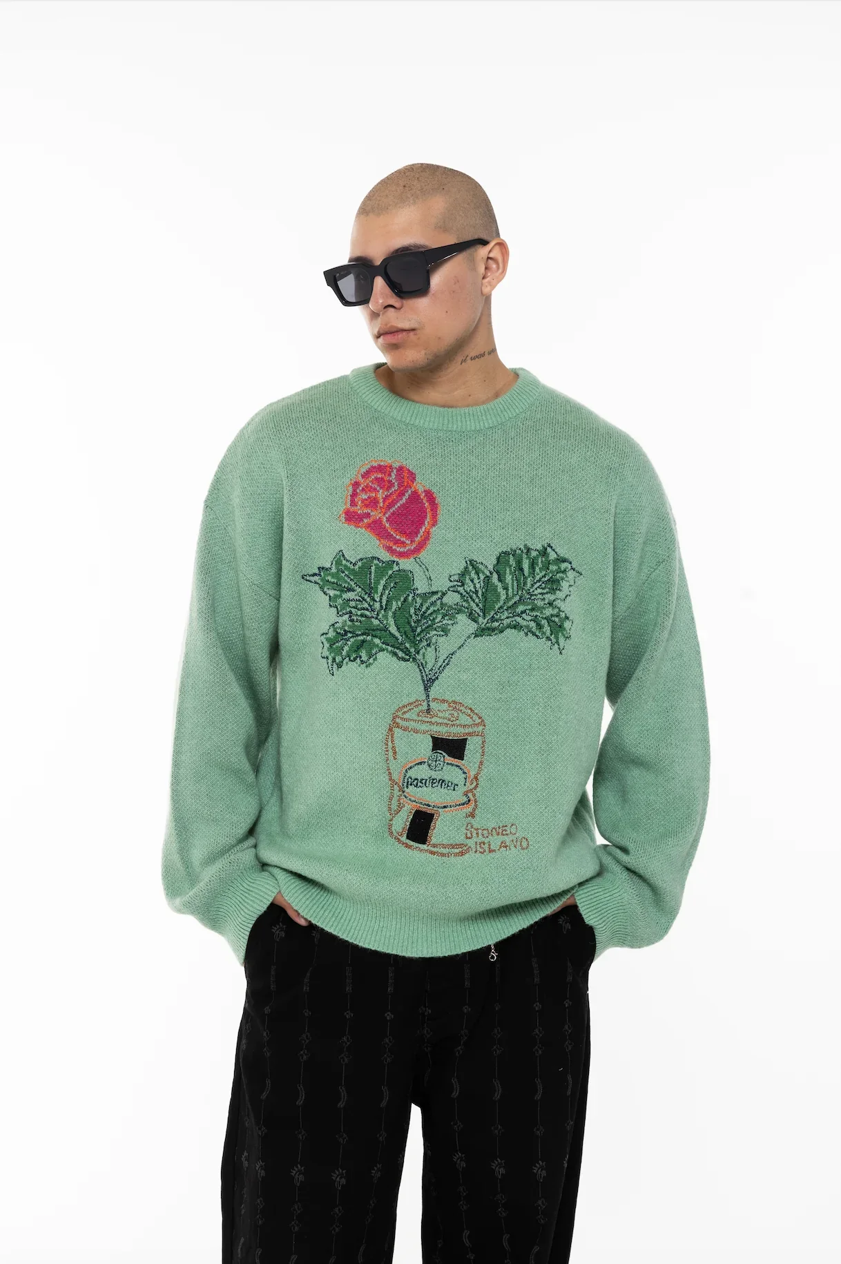 Pas De Mer Maglia in misto lana da uomo Lattina verde - Image 2