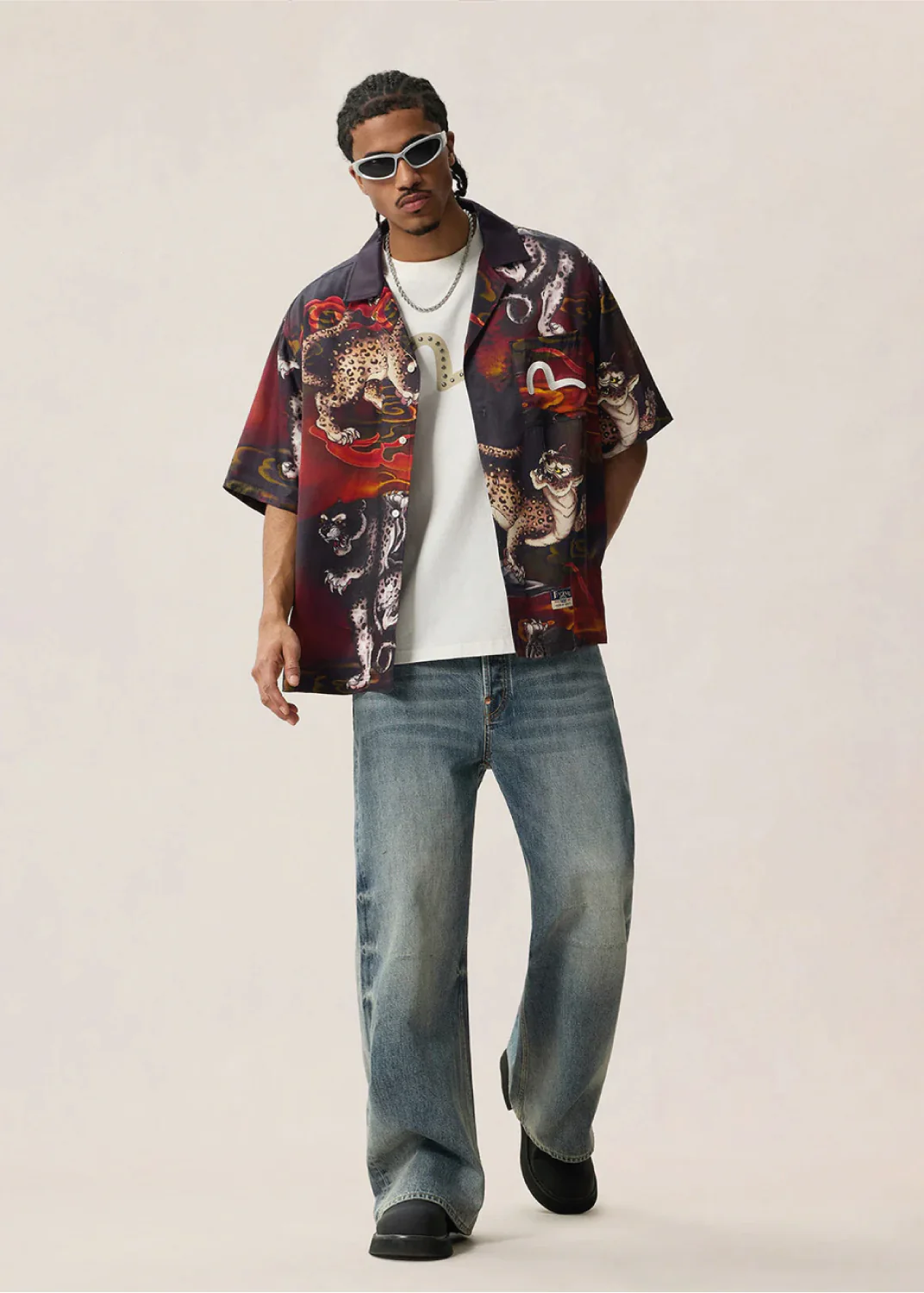 Evisu Camicia da uomo stampata Leopard All-over Print - Image 3
