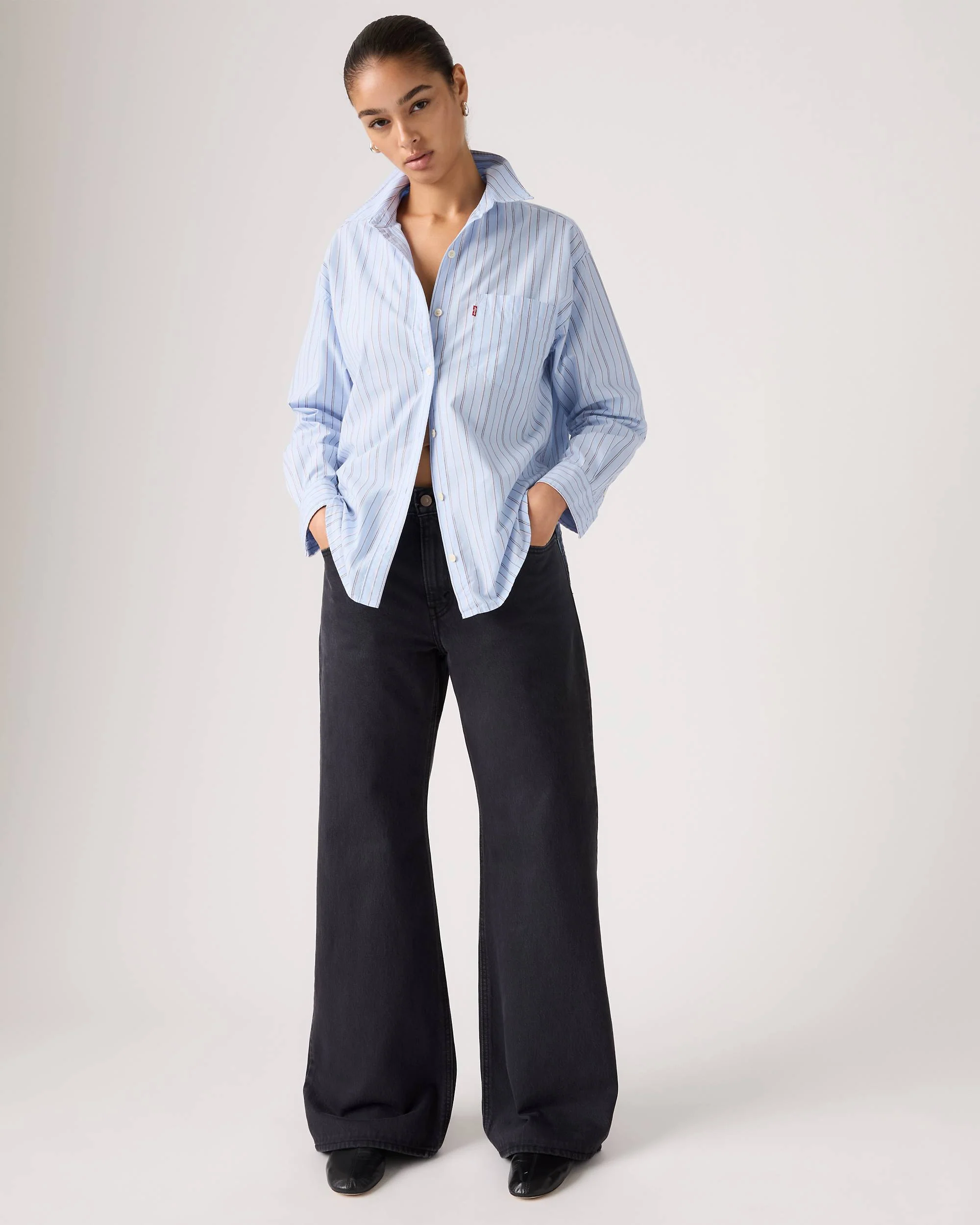 Jeans largo da donna Loose Boot nero - Image 4