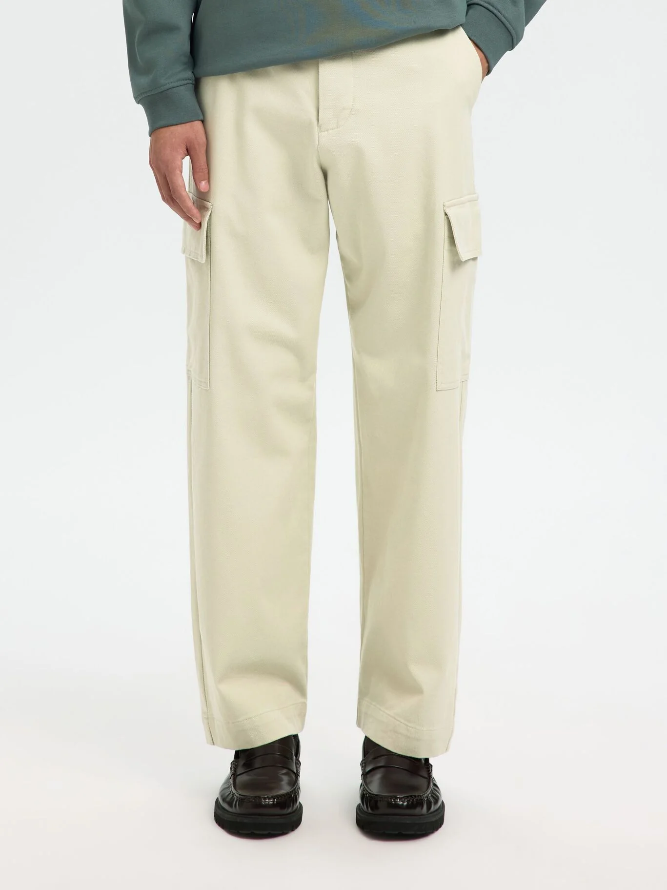 Selected Pantalone da uomo con tasconi Loose Cargo beige - Image 3