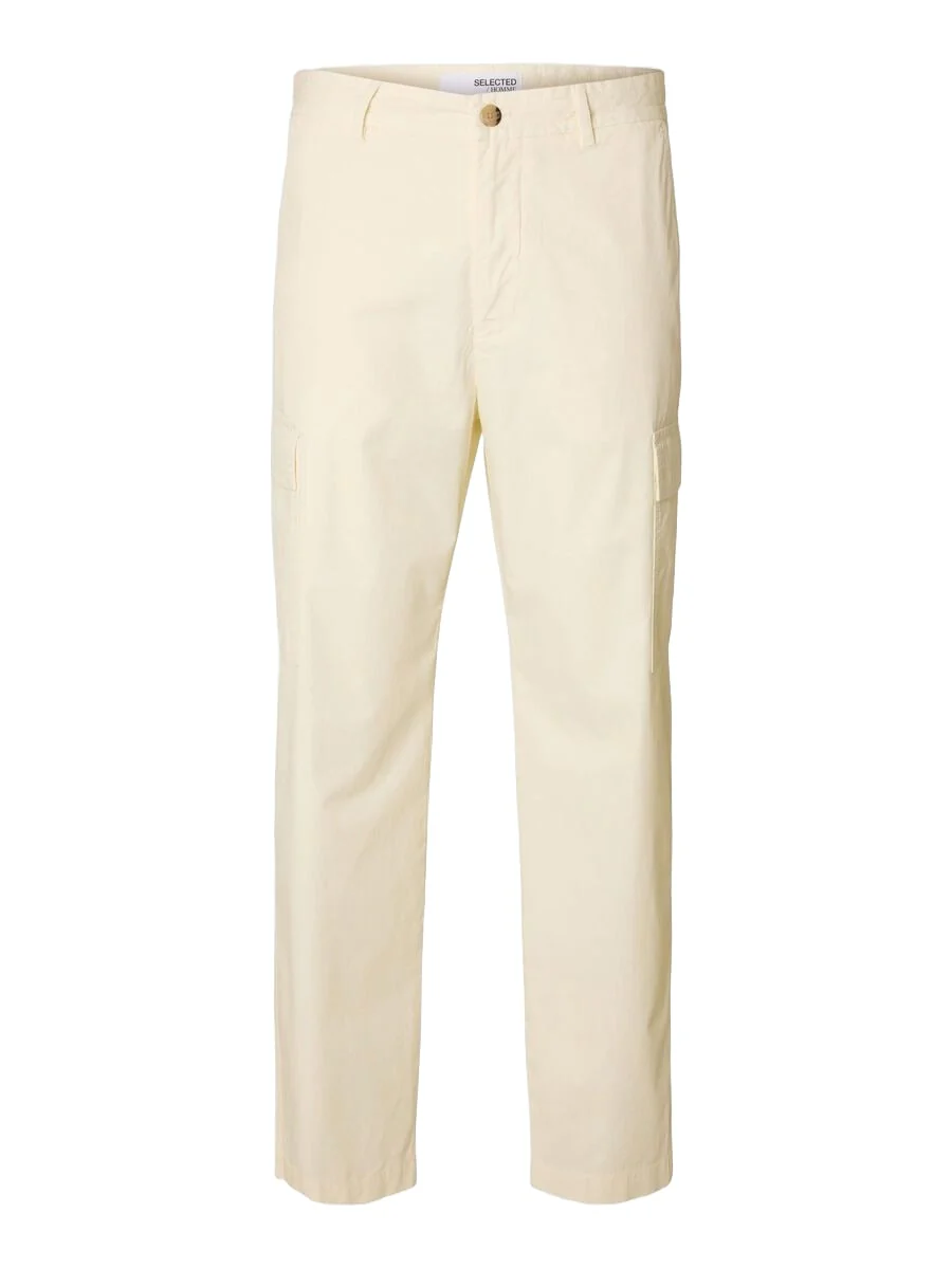 Selected Pantalone da uomo con tasconi Loose Declan panna