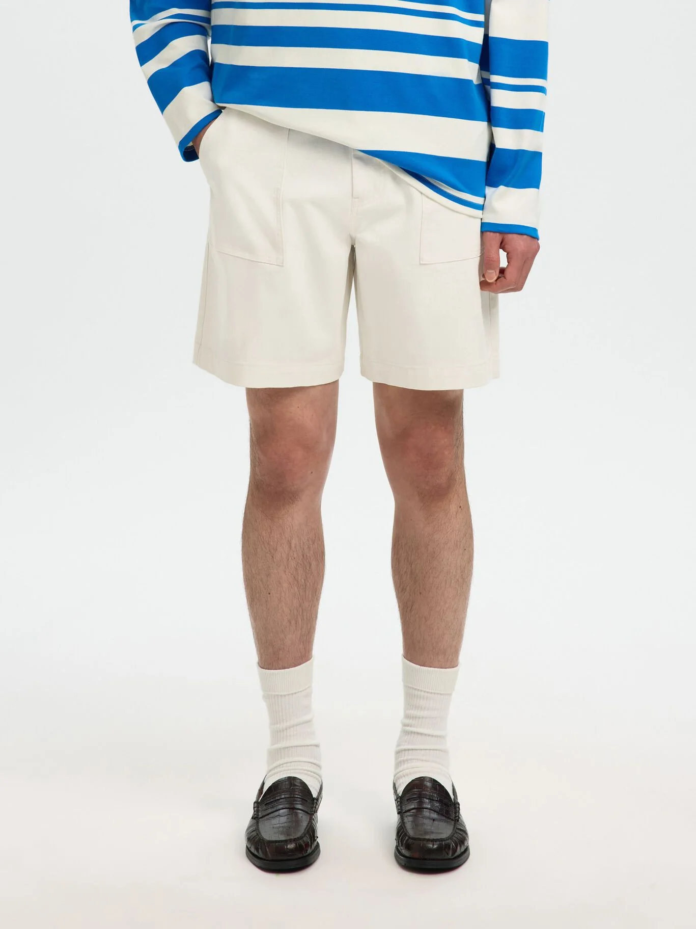 Selected Pantaloncino da uomo Loose Hotel panna - Image 2