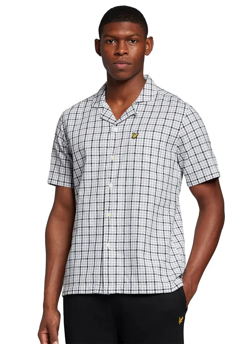 Lyle & Scott Camicia da Uomo manica corta  Gingham Grigio