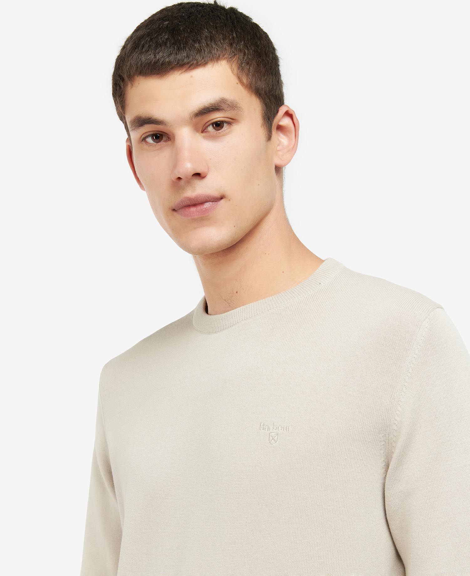 Barbour Maglia girocollo da uomo in cotone Pima panna - Image 2