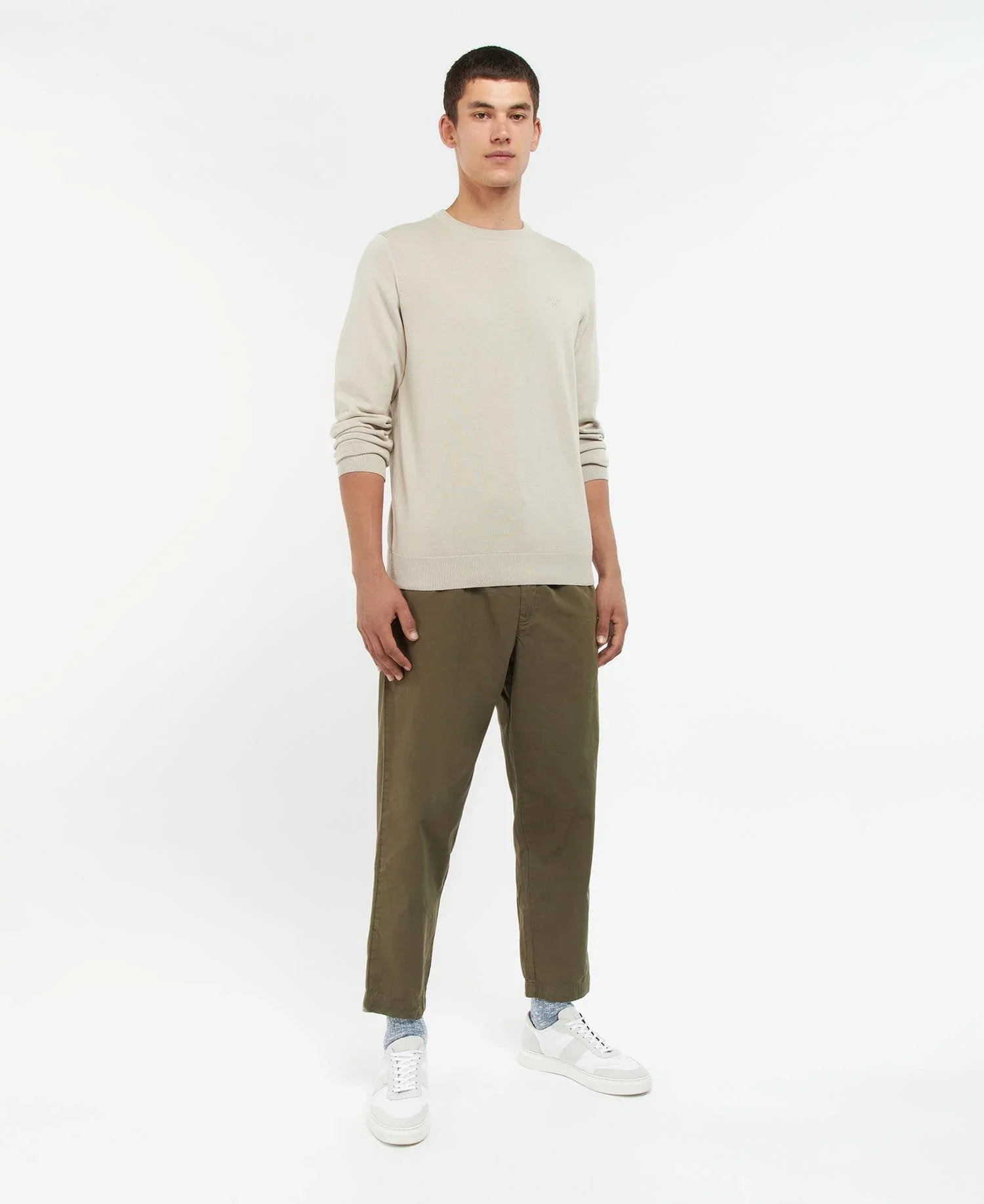 Barbour Maglia girocollo da uomo in cotone Pima panna - Image 5
