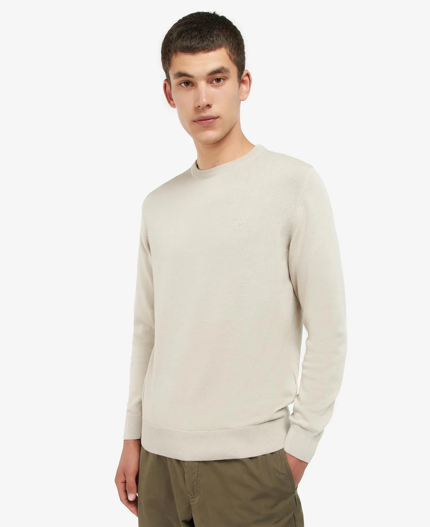Barbour Maglia girocollo da uomo in cotone Pima panna - Image 6