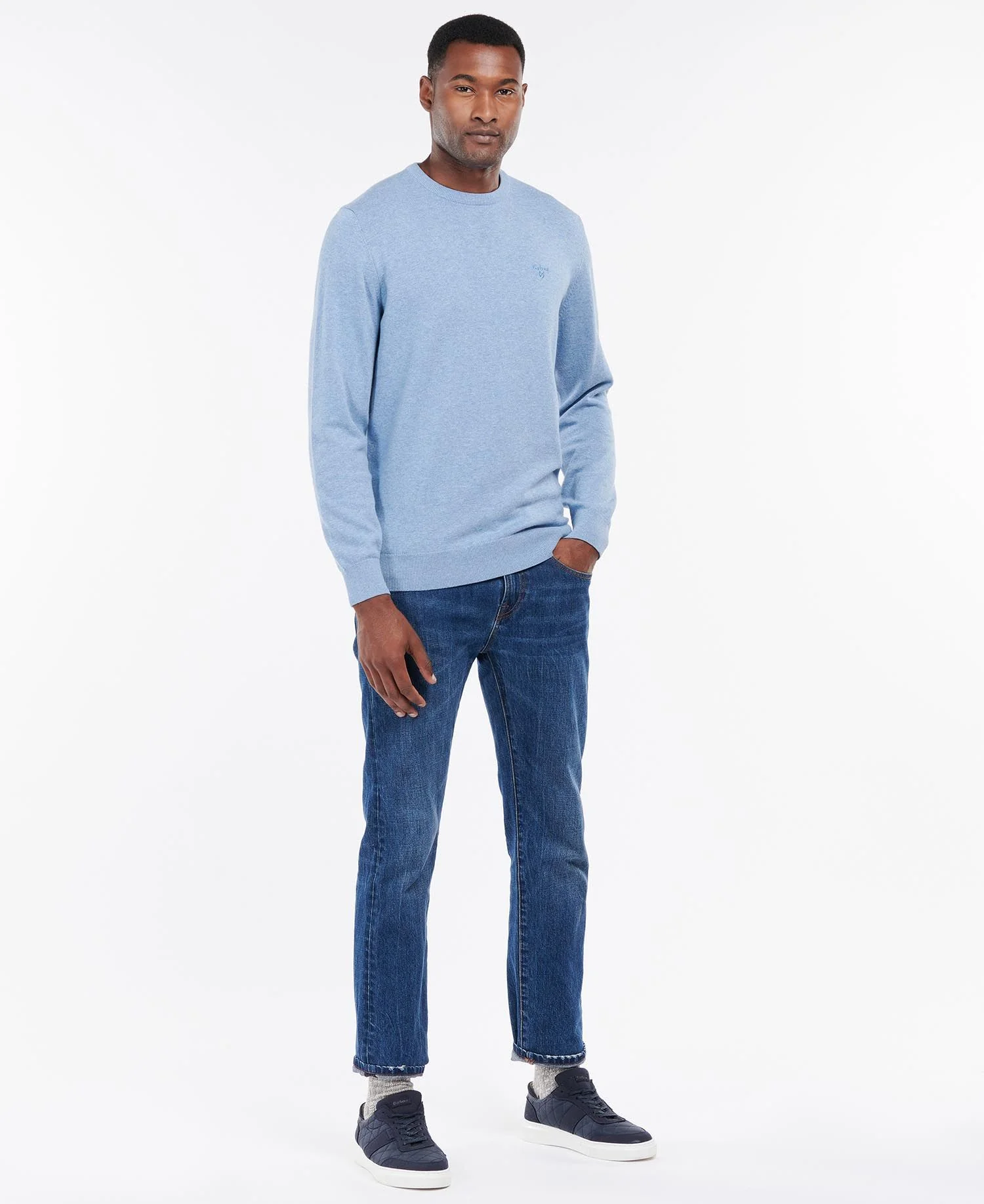 Barbour Maglia girocollo in cotone da uomo Pima celeste - Image 4