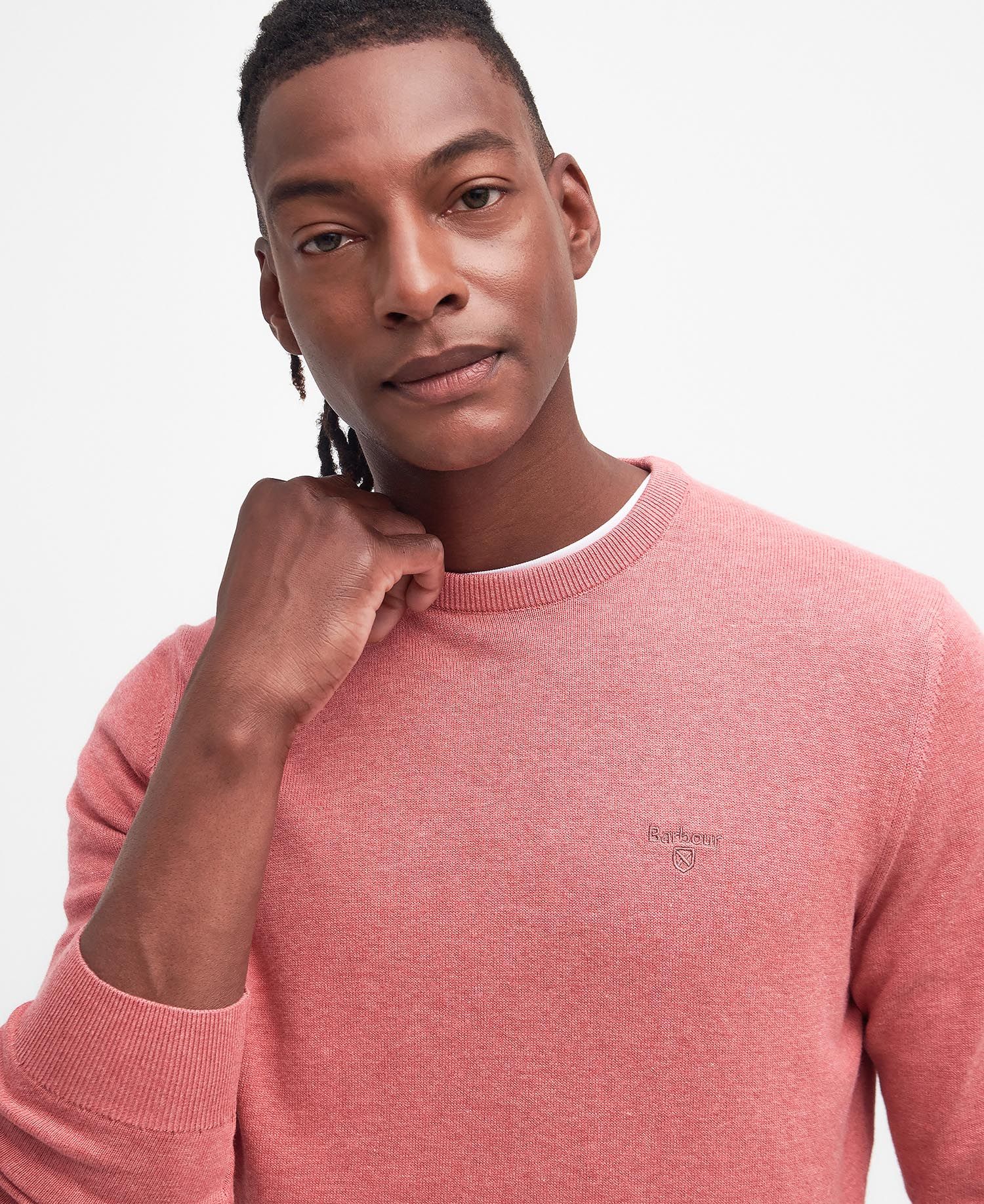Barbour Maglia girocollo in cotone da uomo Pima rosa - Image 2