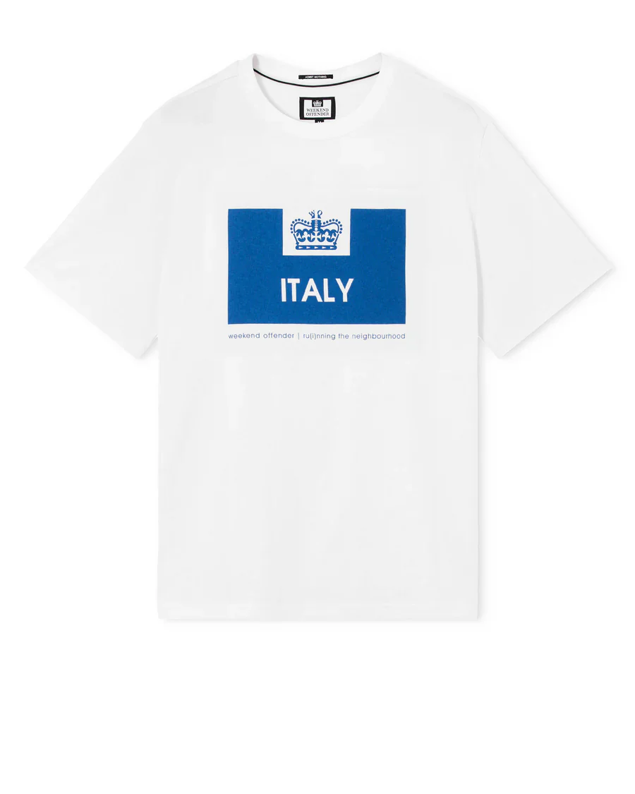 Weekend Offender T-Shirt da uomo manica corta Italia bianca