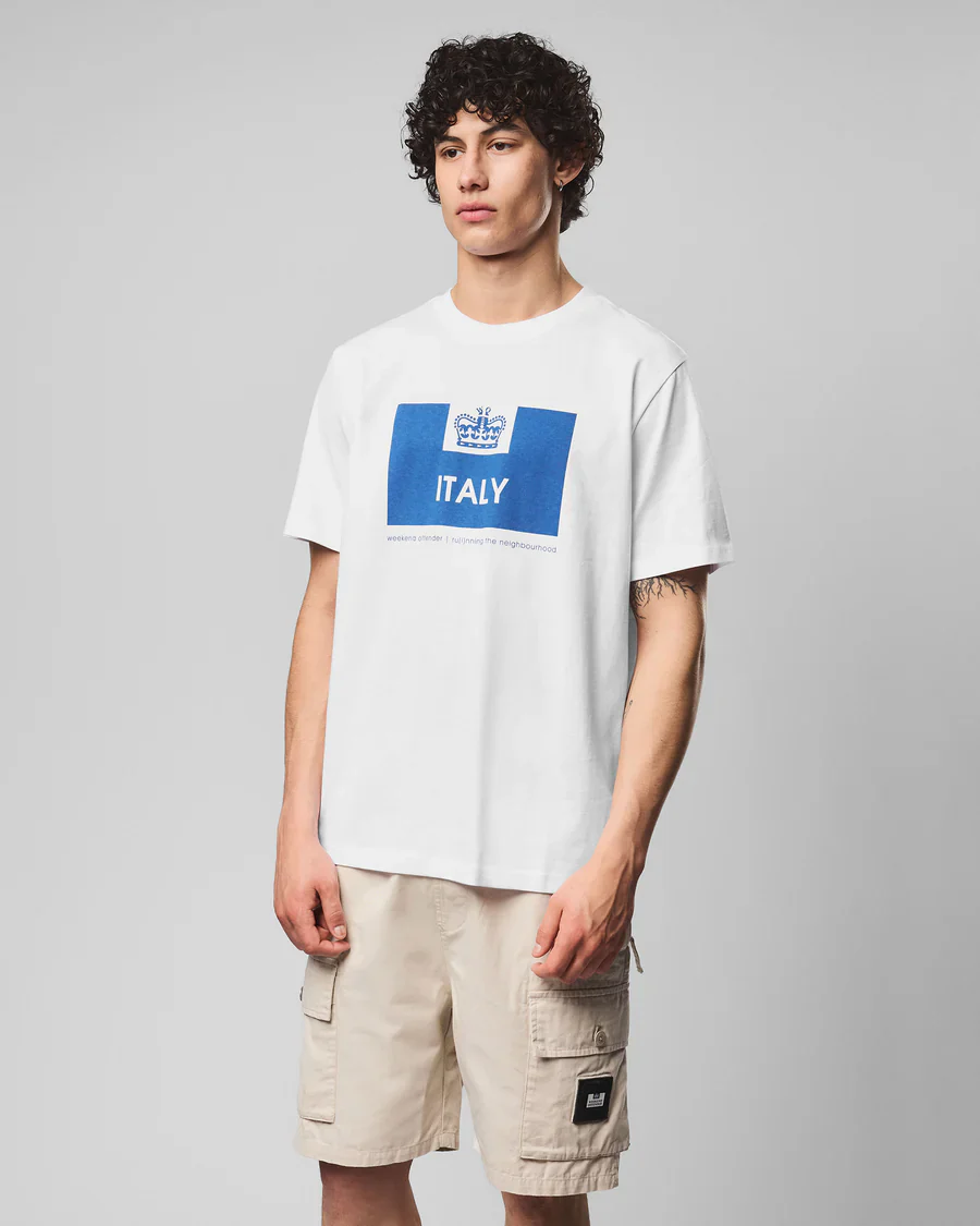 Weekend Offender T-Shirt da uomo manica corta Italia bianca - Image 2