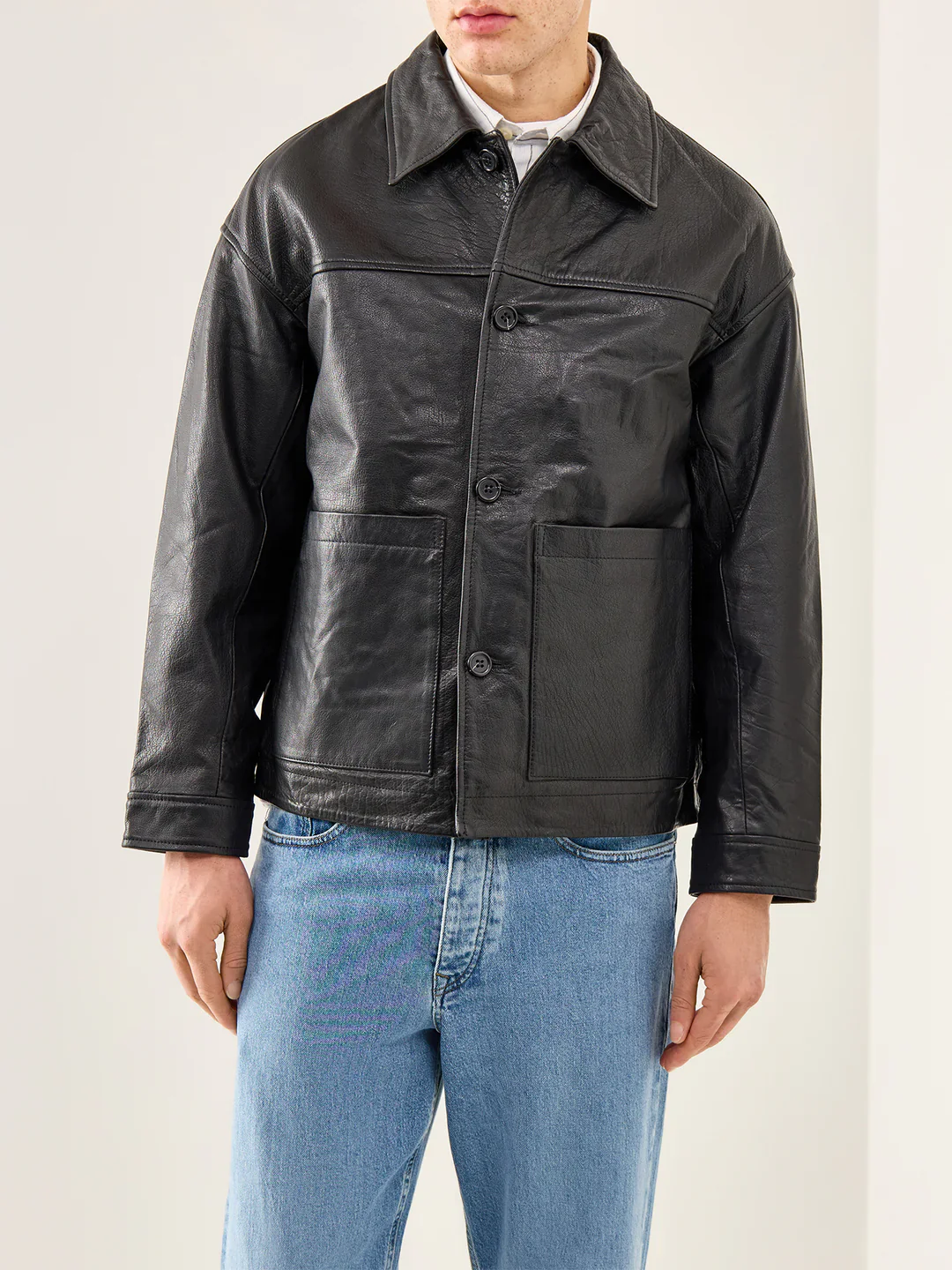 Selected Giacca in pelle da uomo Marc nera - Image 4