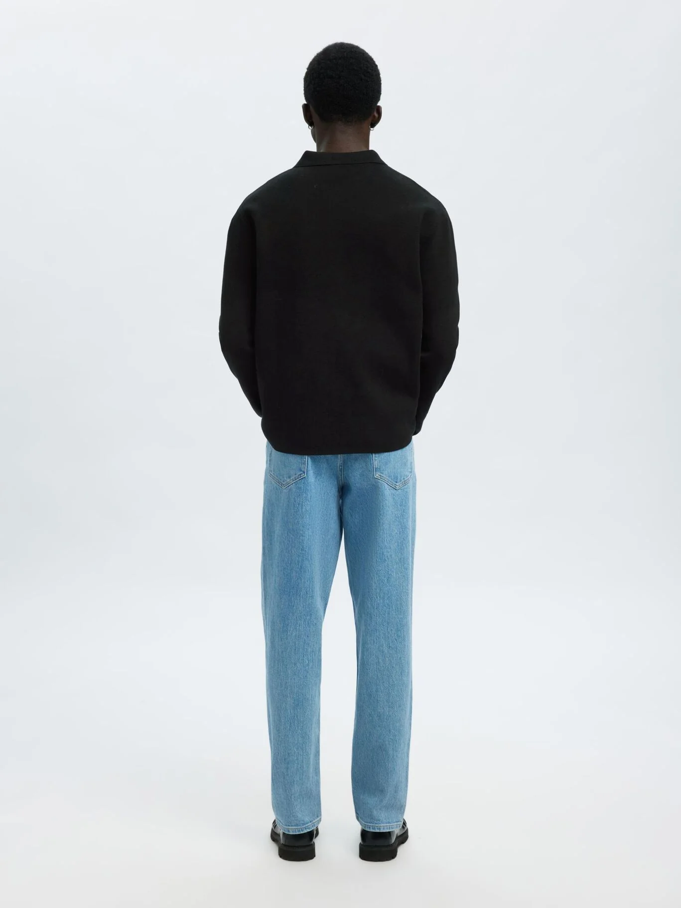 Selected Maglia con bottoni da uomo Mike nera - Image 4