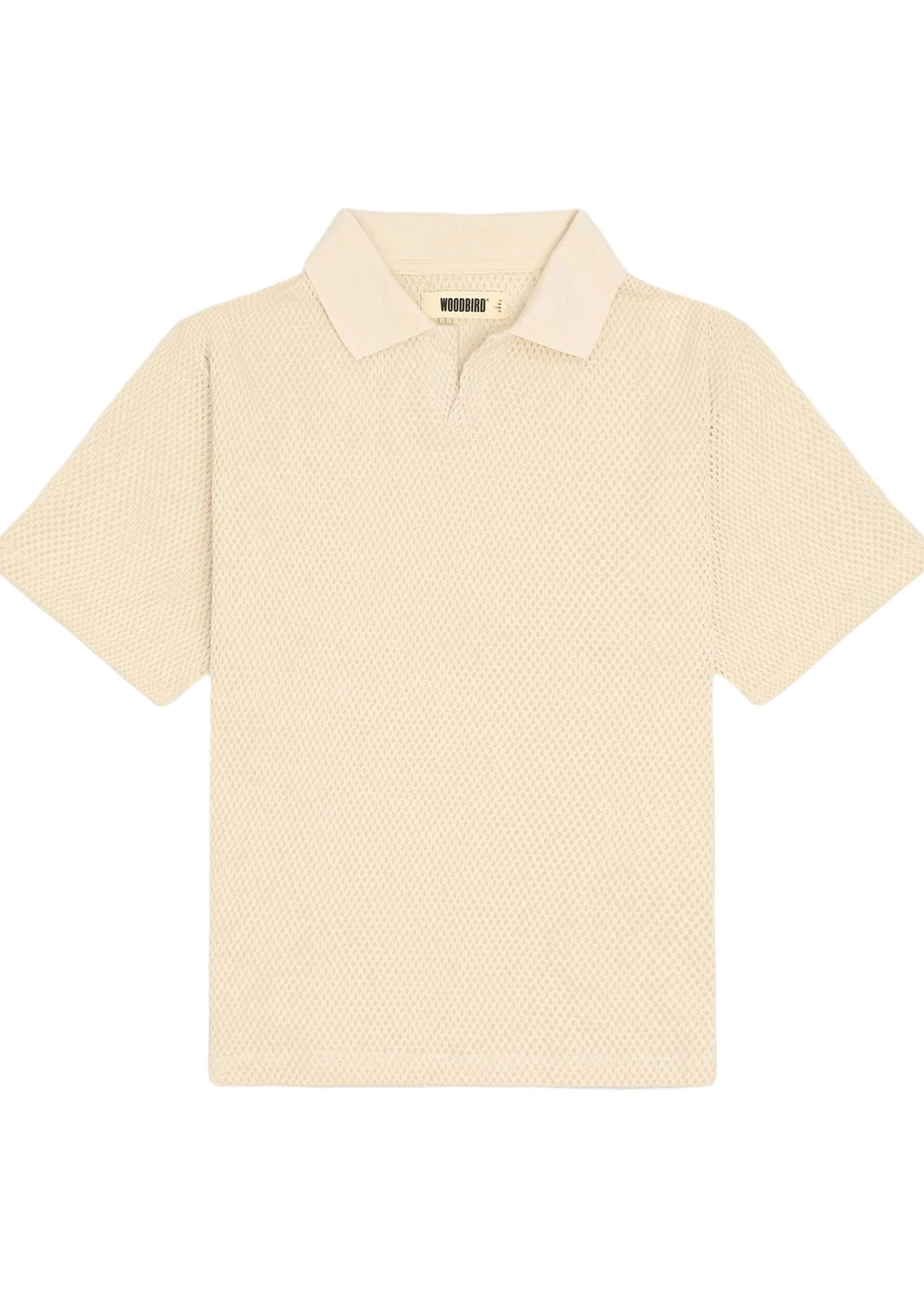 Woodbird Polo da uomo manica corta beige Moul Mesh