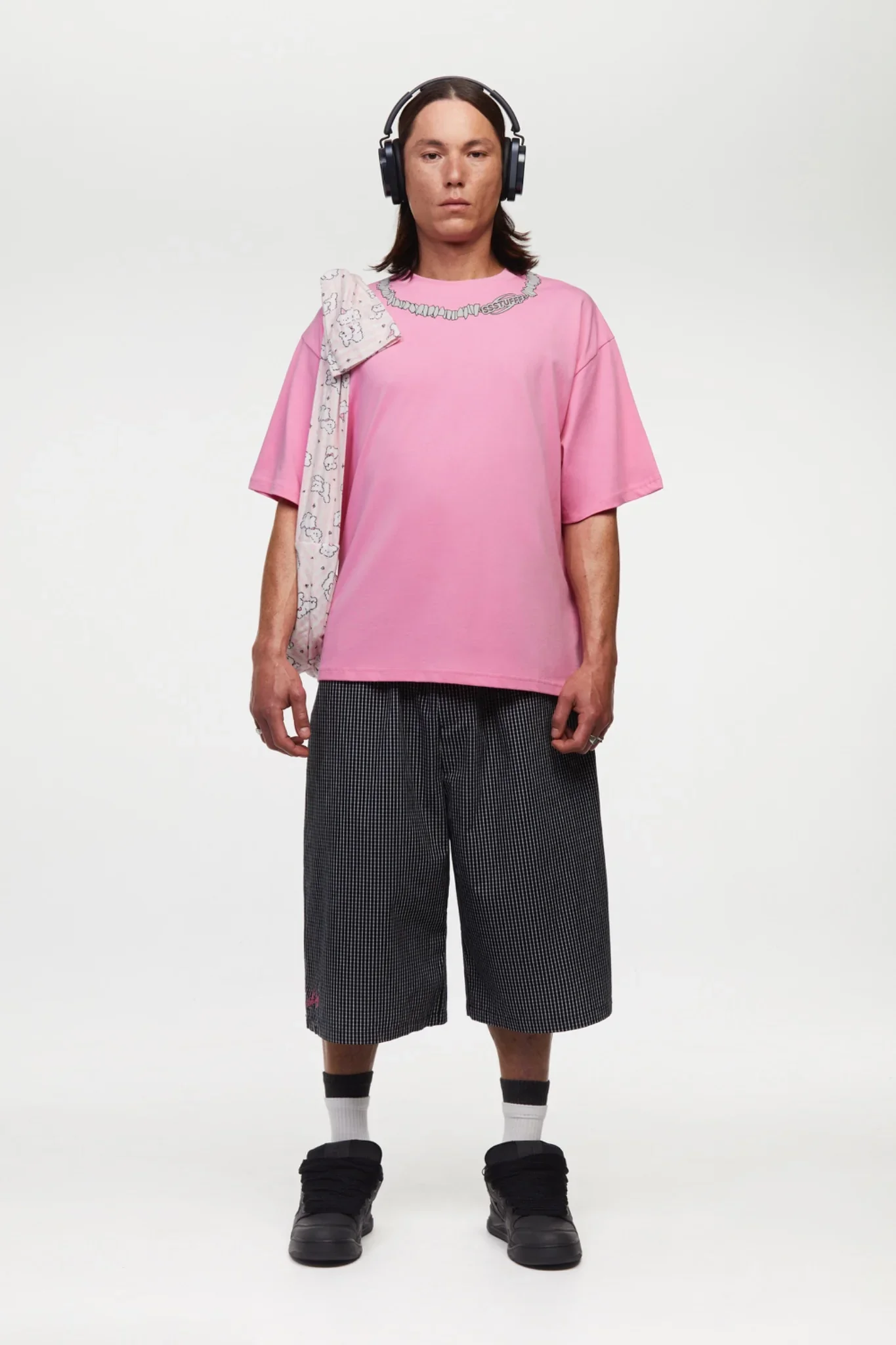 Ssstufff T-Shirt da uomo manica corta Necklace rosa - Image 4