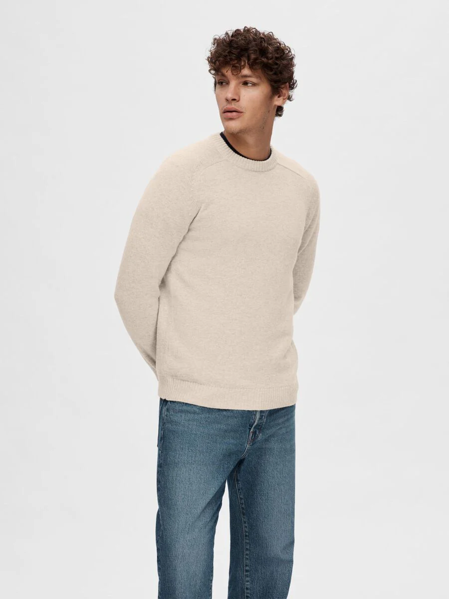 Selected Maglia da uomo in lana Newcoban beige - Image 3