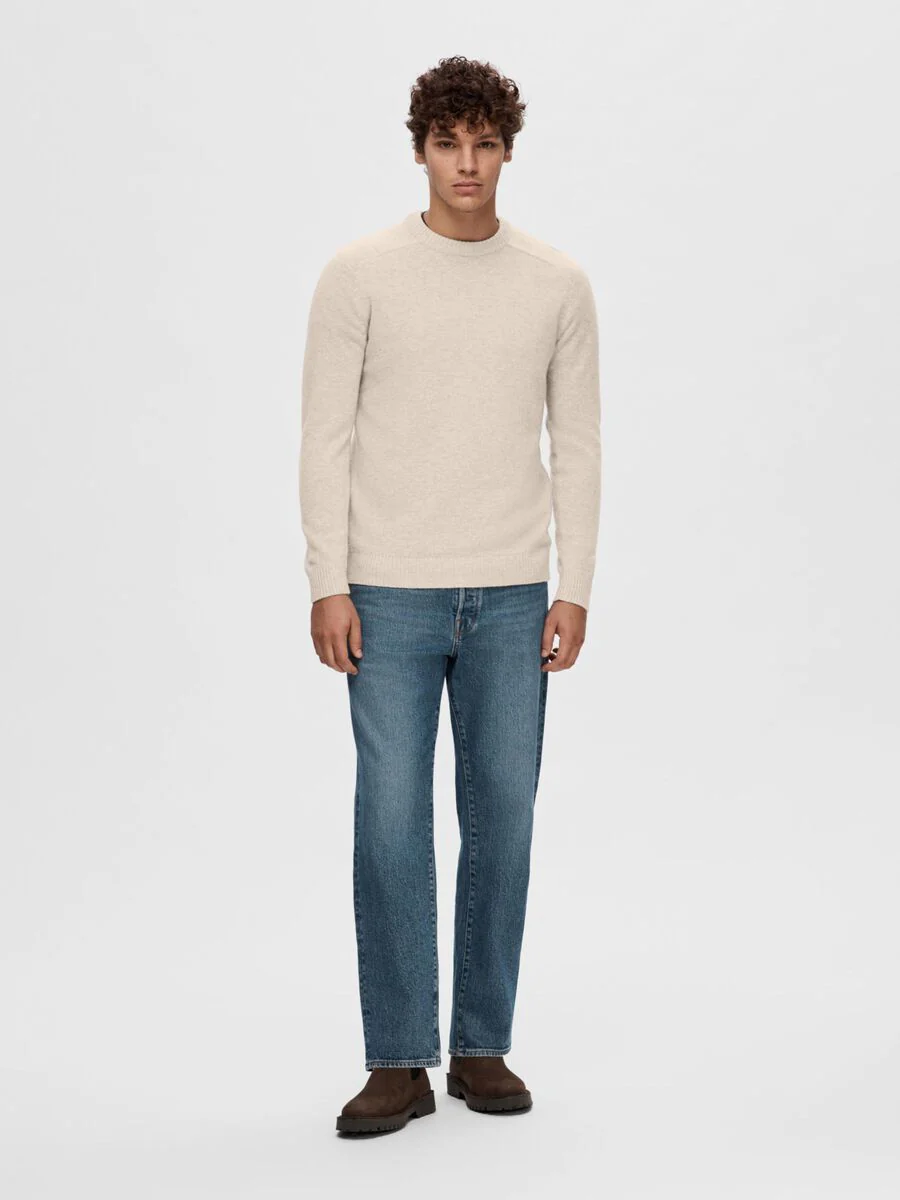 Selected Maglia da uomo in lana Newcoban beige - Image 4