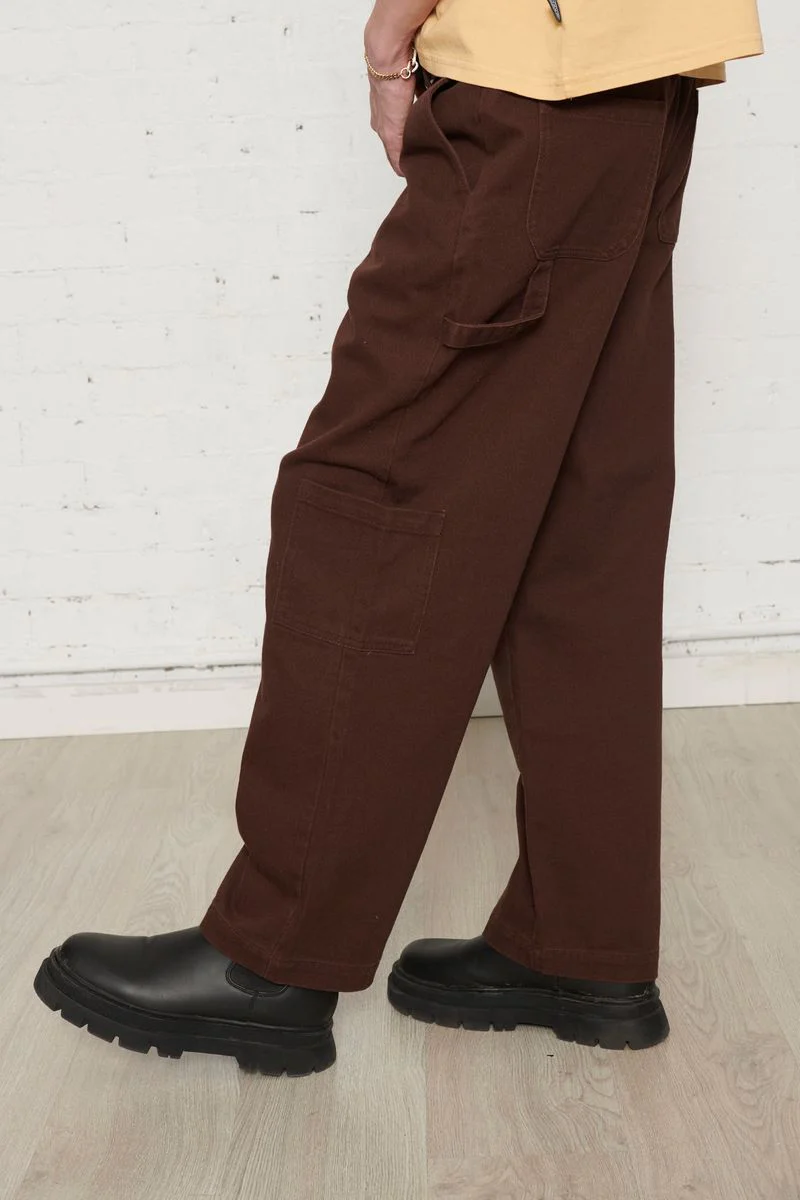 Pas De Mer Pantalone seme baggy unisex Not Long Time marrone - Image 6