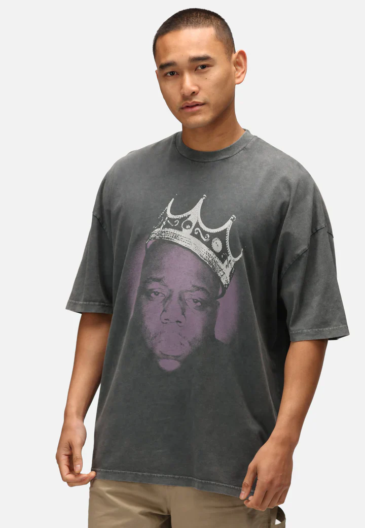 ReCovered T-Shirt Oversize da uomo manica corta Notorius B.I.G. nero lavato - Image 2