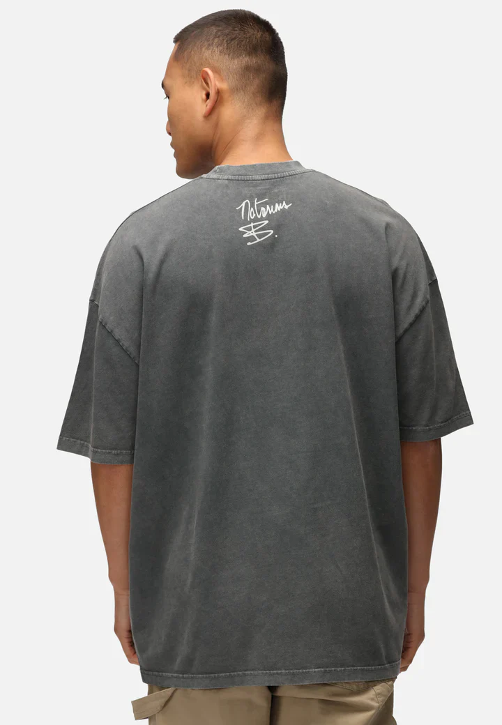 ReCovered T-Shirt Oversize da uomo manica corta Notorius B.I.G. nero lavato - Image 3