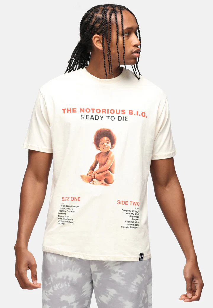 ReCovered T-Shirt da uomo manica corta Notorius BIG Ready to die beige - Image 2