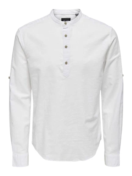 ONLY & SONS CAIDEN LS HALFPLACKET LINEN SHIRT NOOS 22009883