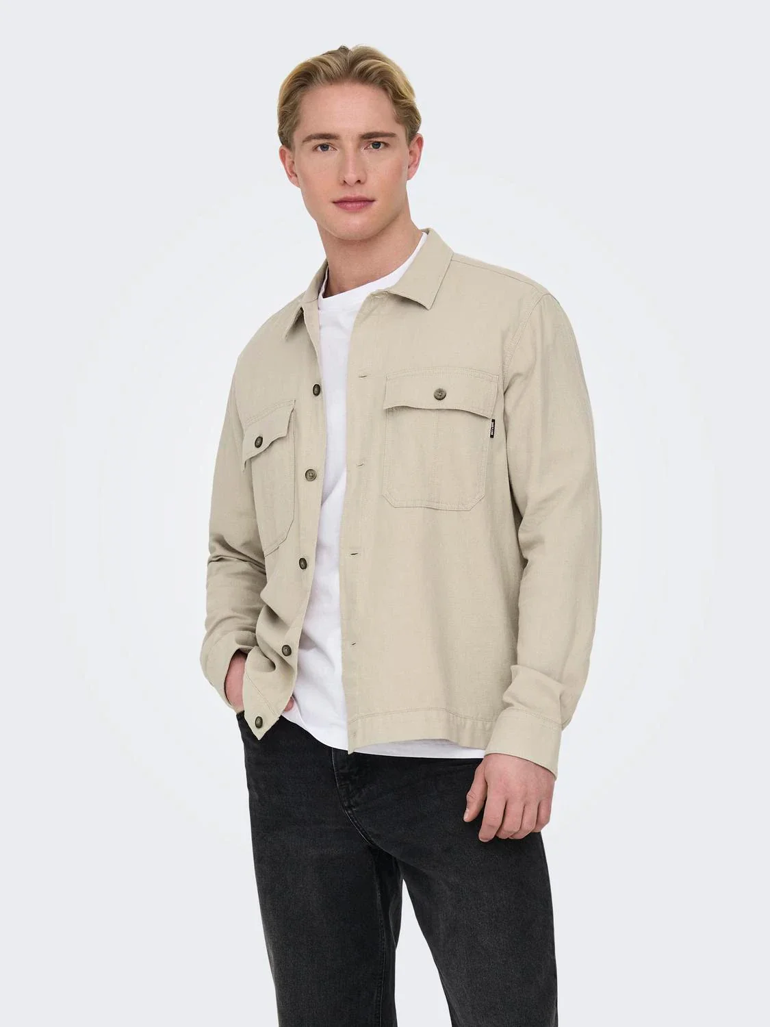 Only & Sons Camicia da Uomo misto lino Kennet Beige - Image 3