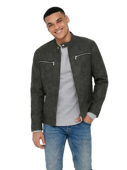 ONLY & SONS FAVOUR JUPITER PU JACKET GIACCA DA UOMO 22014665 - Image 3