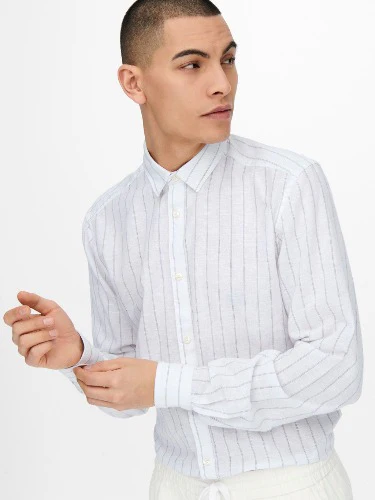 ONLY & SONS LS STRIP LINEN CAMICIA DA UOMO MANICA LUNGA 22021970 - Image 3