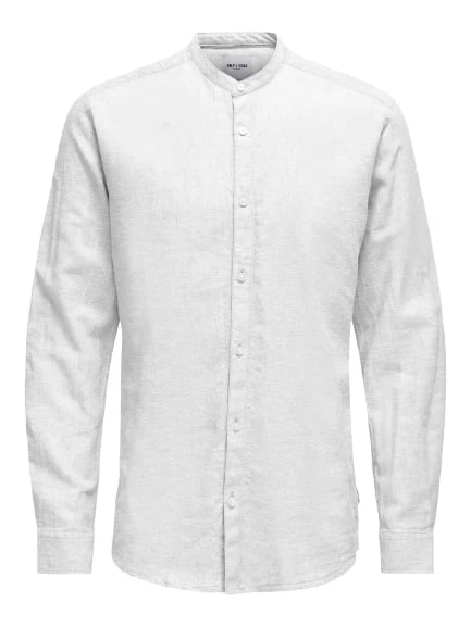 ONLY & SONS ONSCAIDEN LS SOLID LINEN MAO SHIRT NOOS 22019173 - Image 3