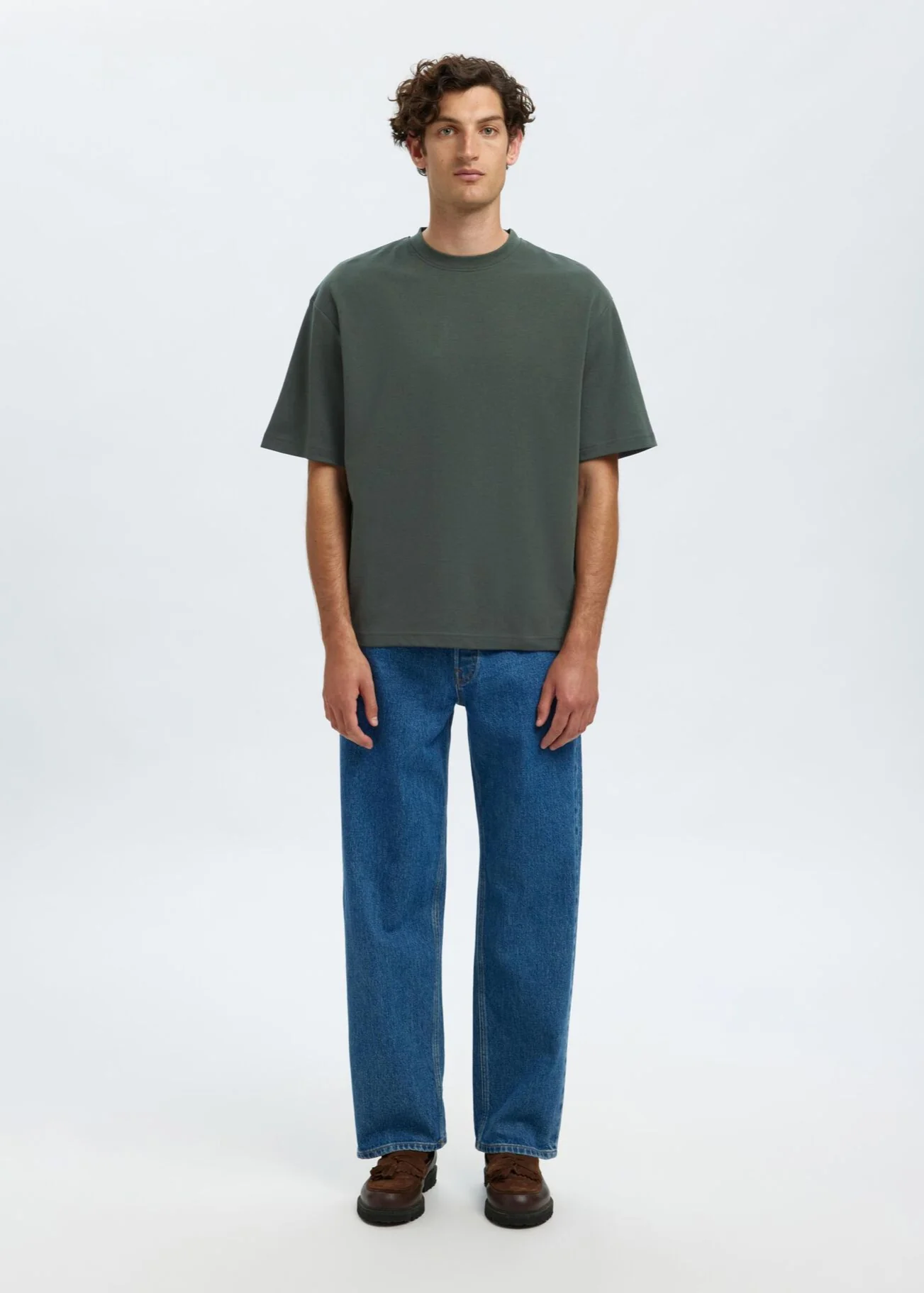 Selected T-Shirt da uomo manica corta Oscar verde foresta - Image 2