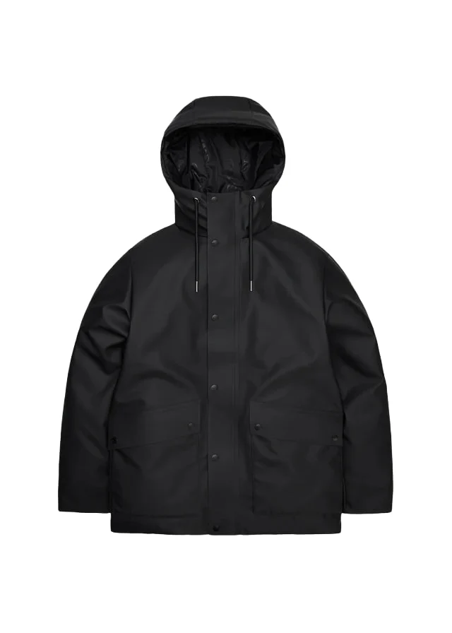 Rains Giacca Parka impermeabile da uomo W3T3 nera