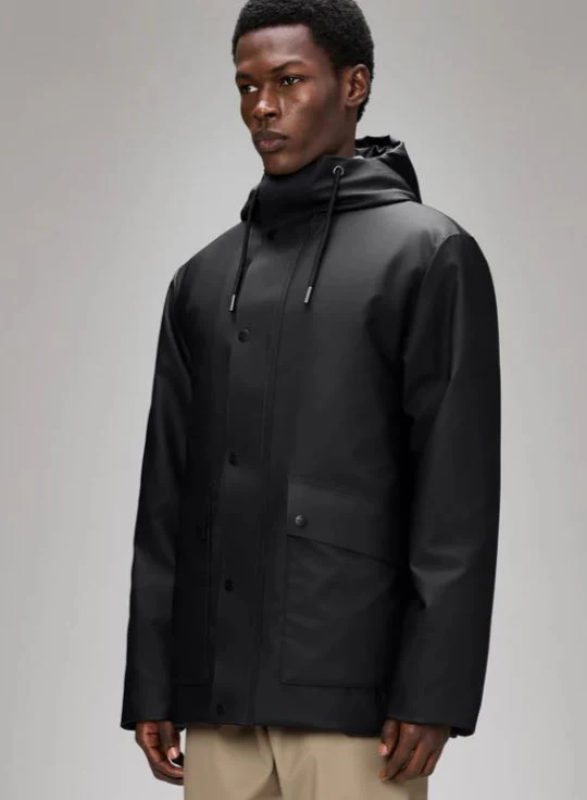 Rains Giacca Parka impermeabile da uomo W3T3 nera - Image 3